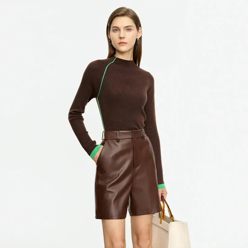 Minimalist Autumn Patchwork Pullover Sweater for Women - Loran