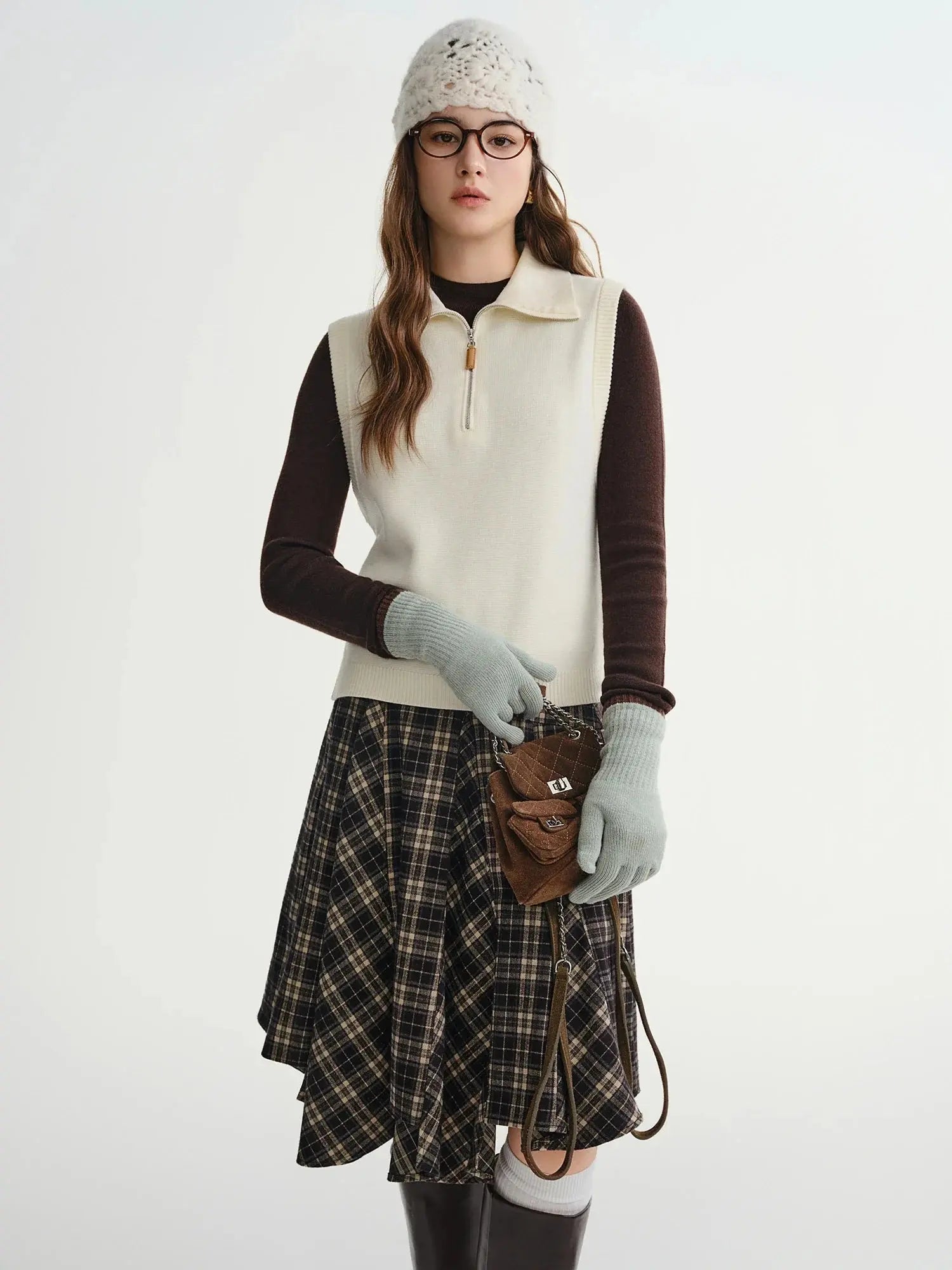 Lapel Collar Button-Up Knit Vest for Women - Loran