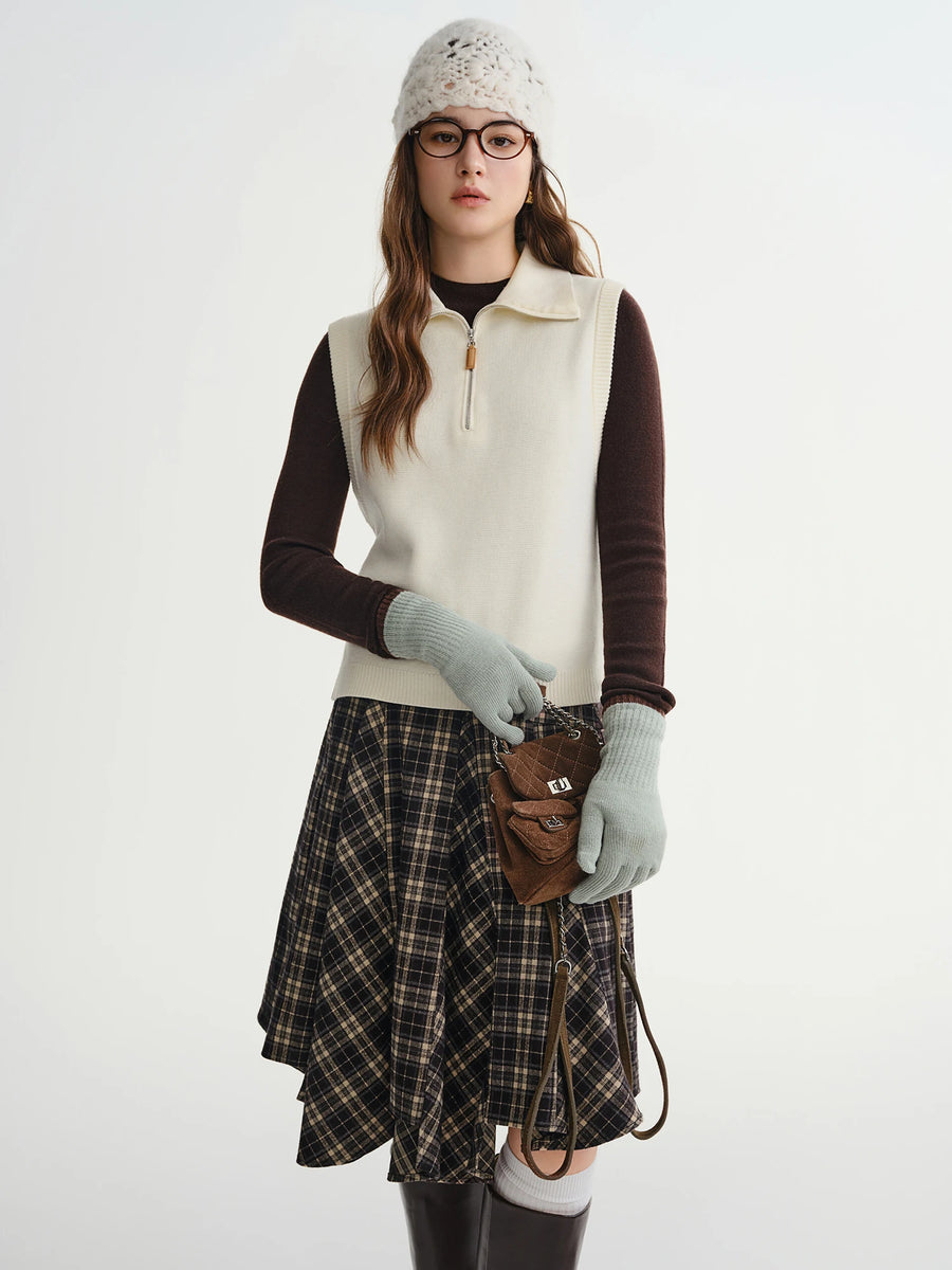 Lapel Collar Button-Up Knit Vest for Women