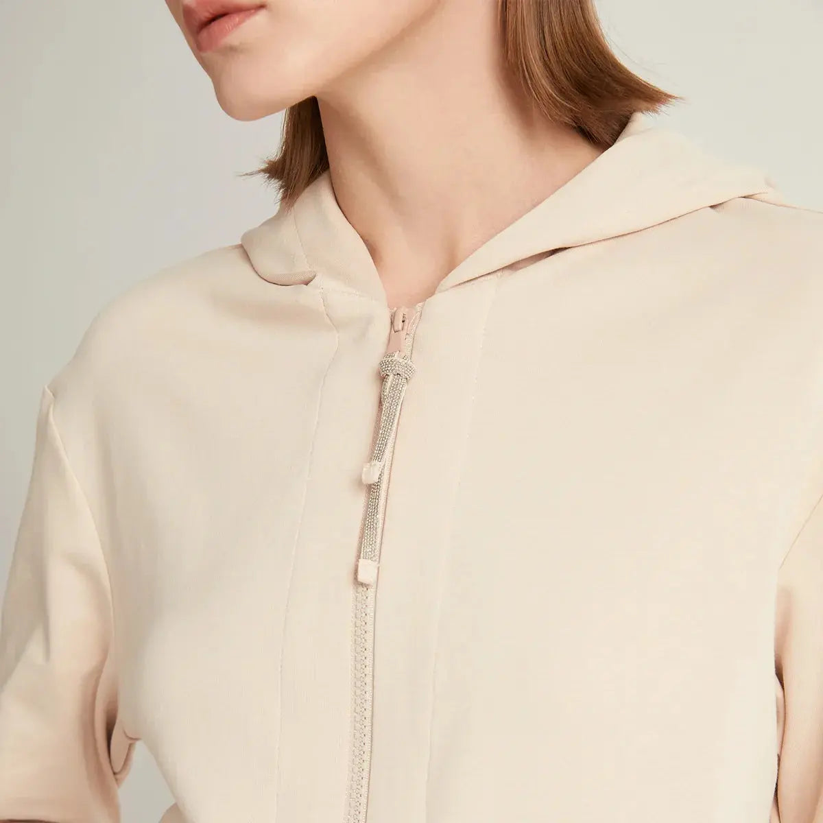 High Quality Cotton Cropped Zip Hoodie for Women - Loran