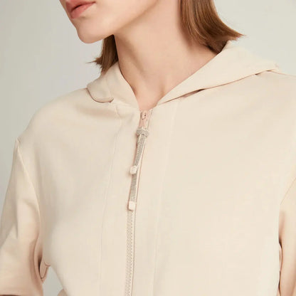 High Quality Cotton Cropped Zip Hoodie for Women - Loran