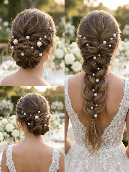 Handmade Pearl Hairpin Set Bridal & Party Hair Clips