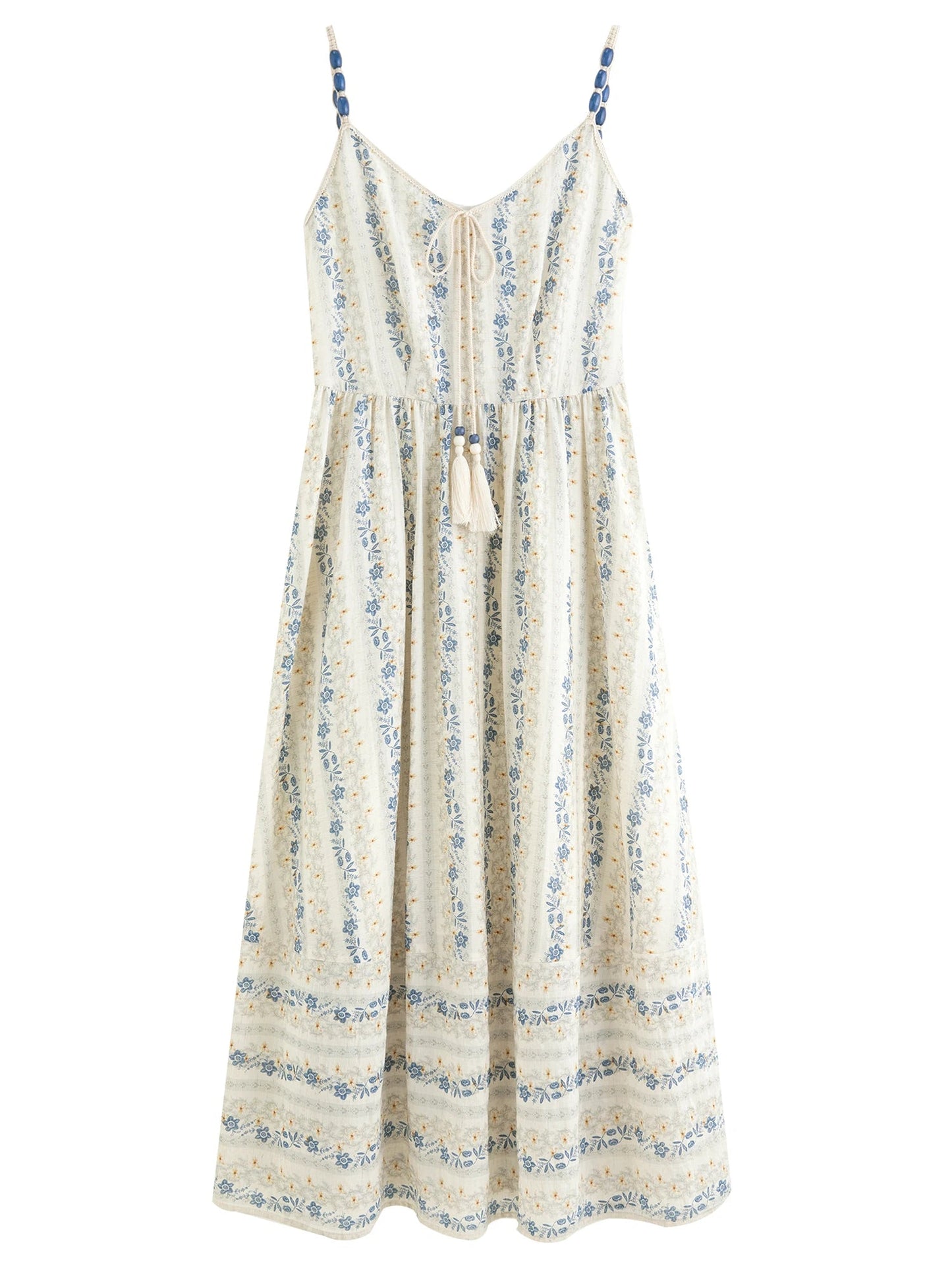 Textured Bead Sundress Fluid Tassel Resort Wear Loran