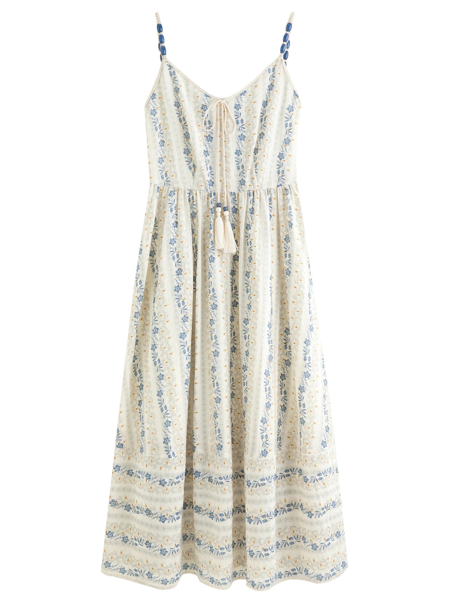 Textured Bead Sundress Fluid Tassel Resort Wear Loran
