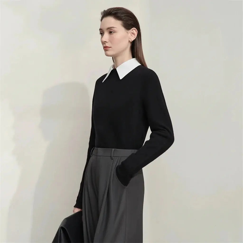 Solid Color Long Sleeve Knit Top - Loran