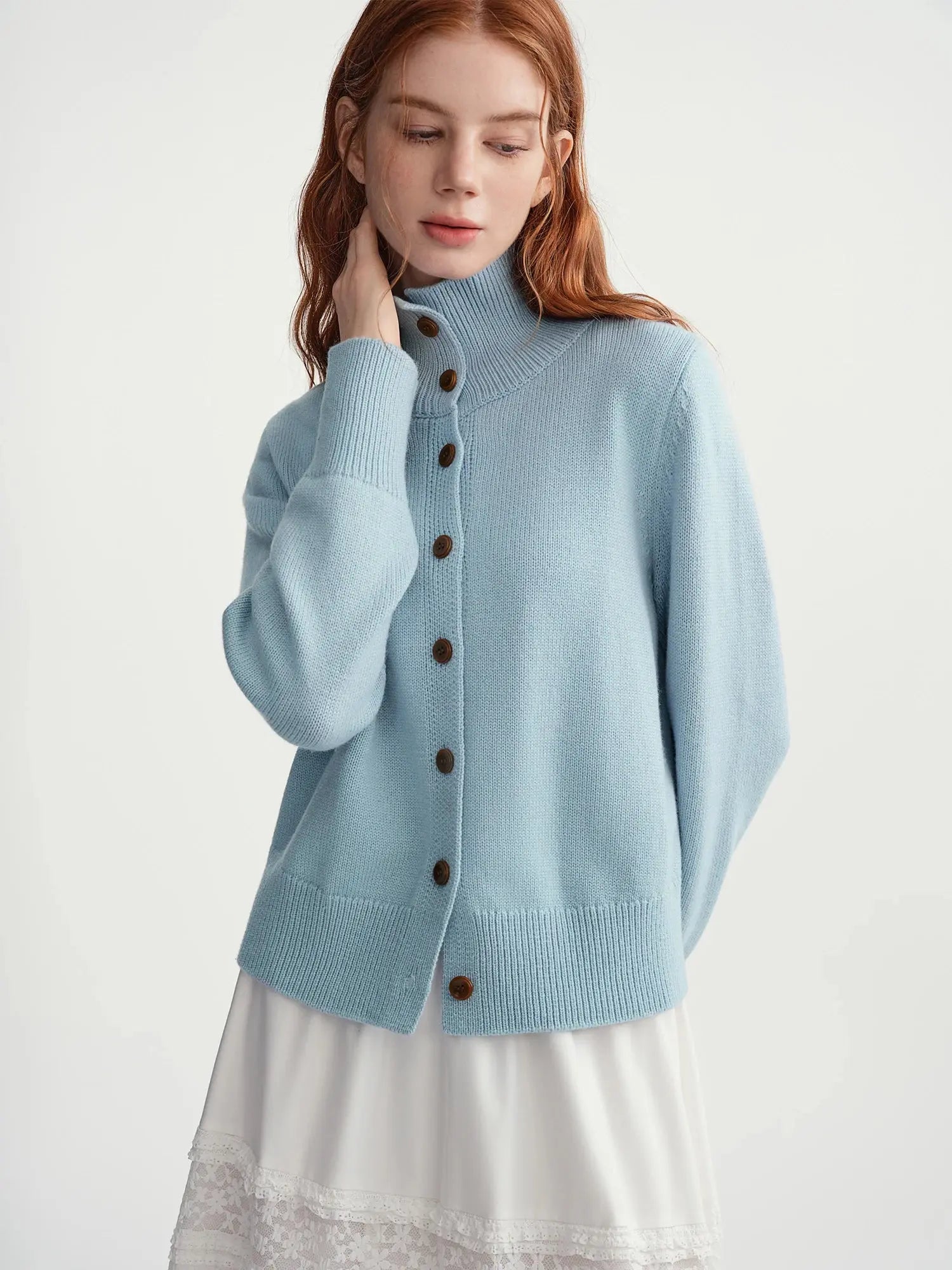 Women’s Wool Knitted Cardigan - Soft Ribbed Winter Sweater - Loran