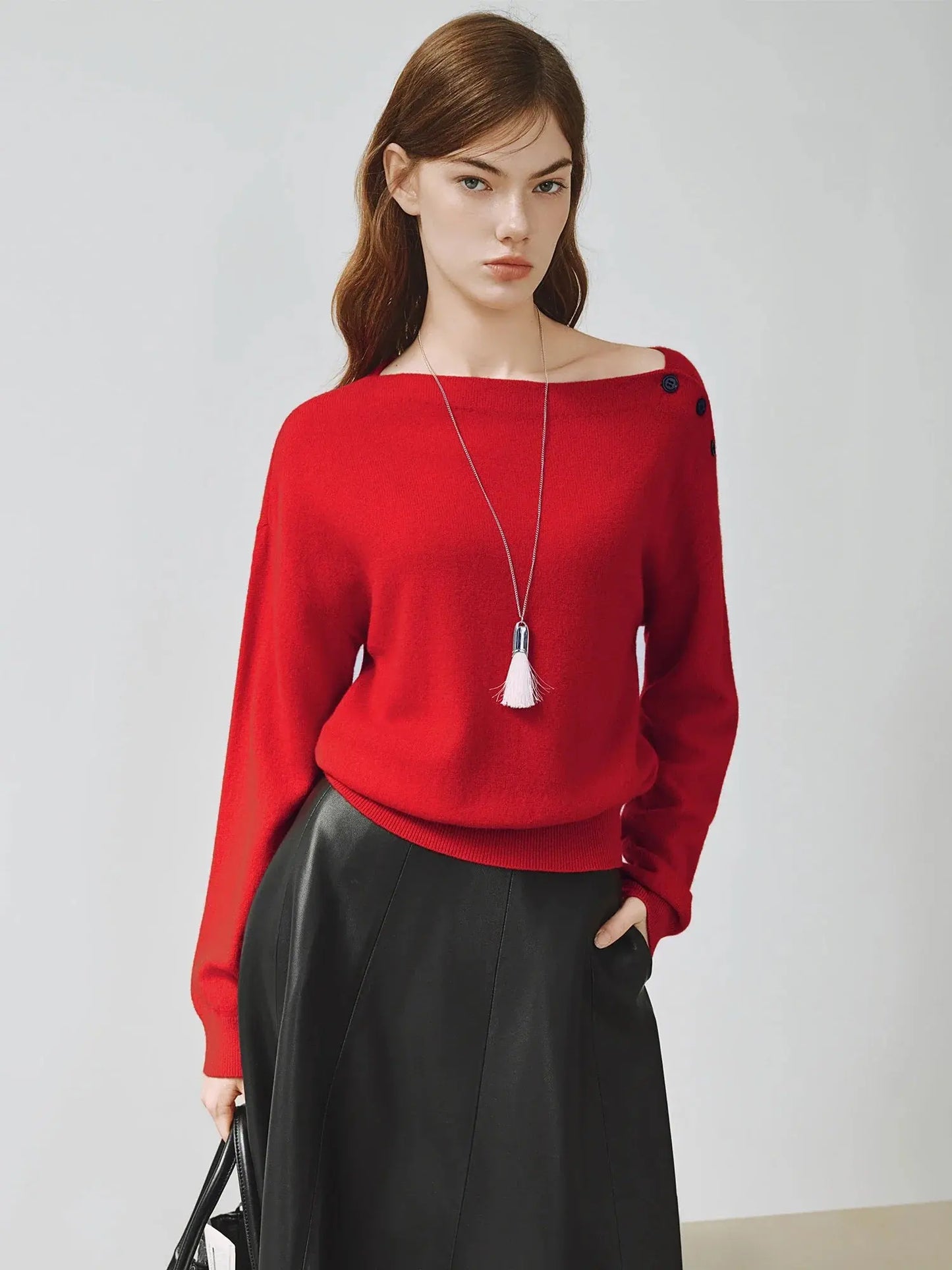 The Winter Holiday Red Knit Pullover Plus Size LORAN STORE