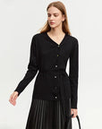 Women's V-Neck Knit Cardigan Sweater with Belt