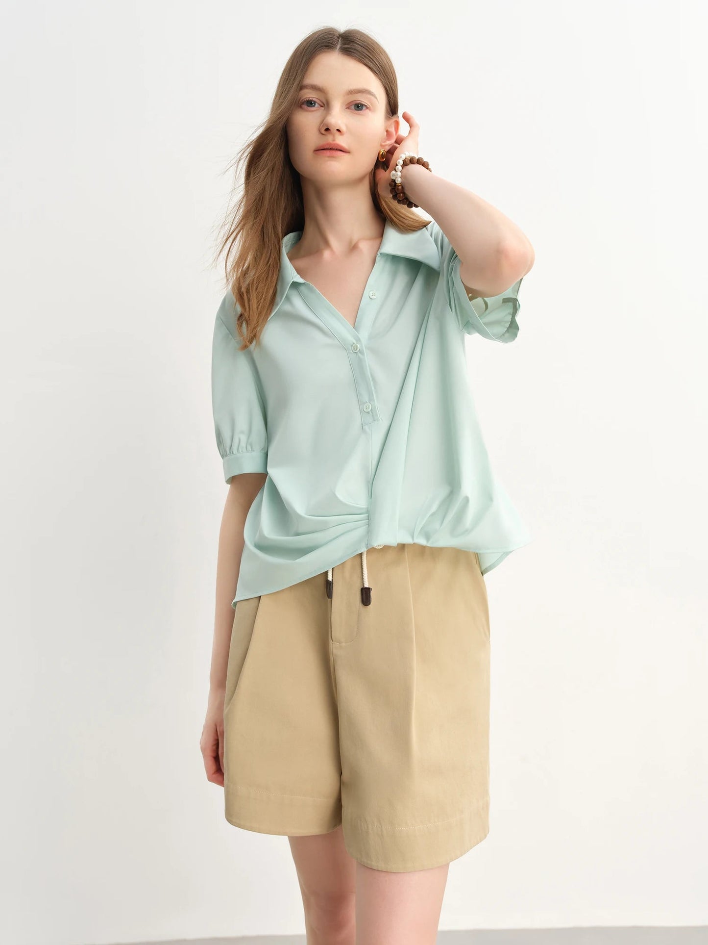 Plus Size Women’s Asymmetrical Pleated Shirt Stylish Blouse Loran