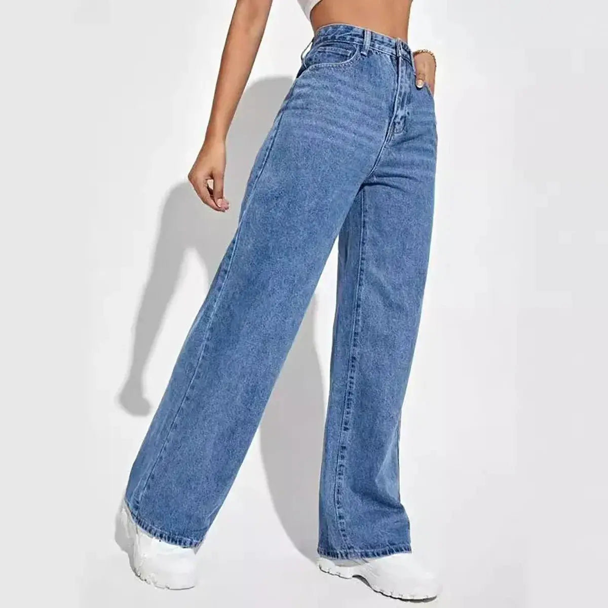 The New Dark Blue Wide-Leg Straight Jean: Effortlessly Stylish - Loran