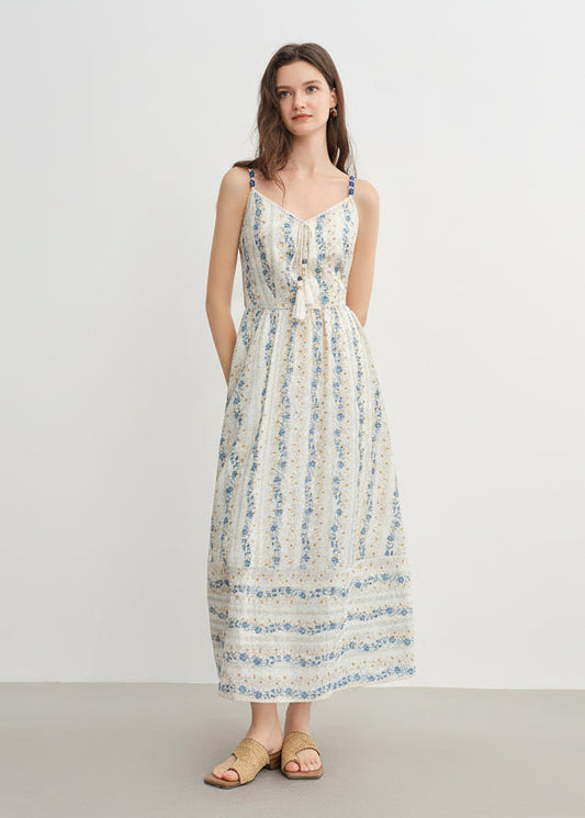 Textured Bead Sundress Fluid Tassel Resort Wear Loran