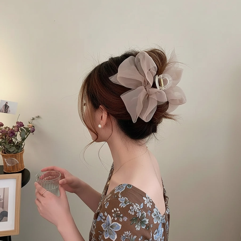 Mesh Bow Biral Claw Clip Elegant Hair Accessories