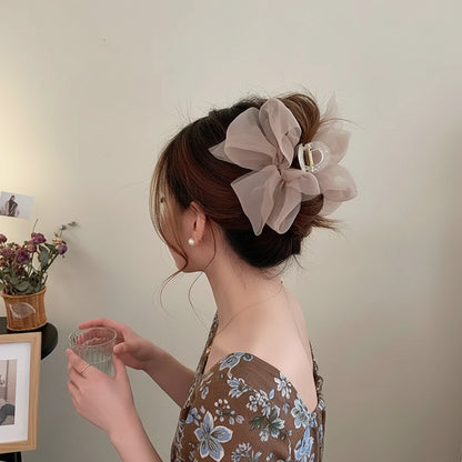Mesh Bow Biral Claw Clip Elegant Hair Accessories