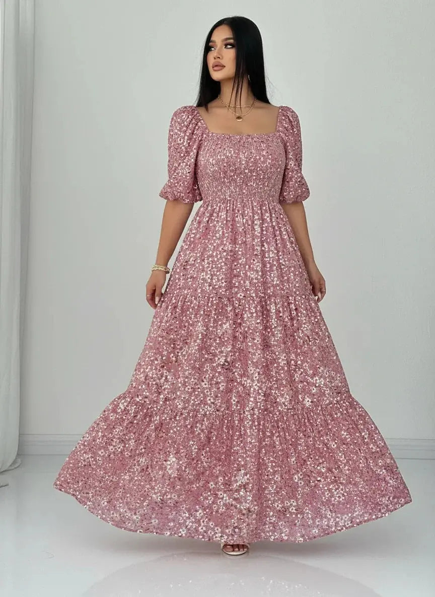 Plus Size Floral Fitted Woven Dress - Loran