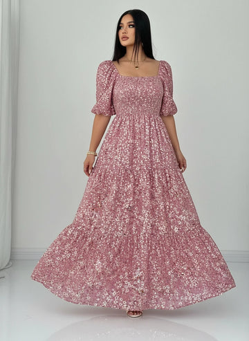 Plus Size Floral Fitted Woven Dress