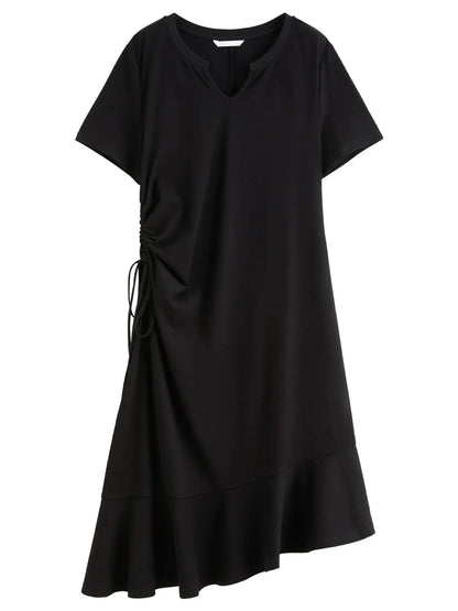 Casual Summer Flowy V-Neck Midi Dress - Loran