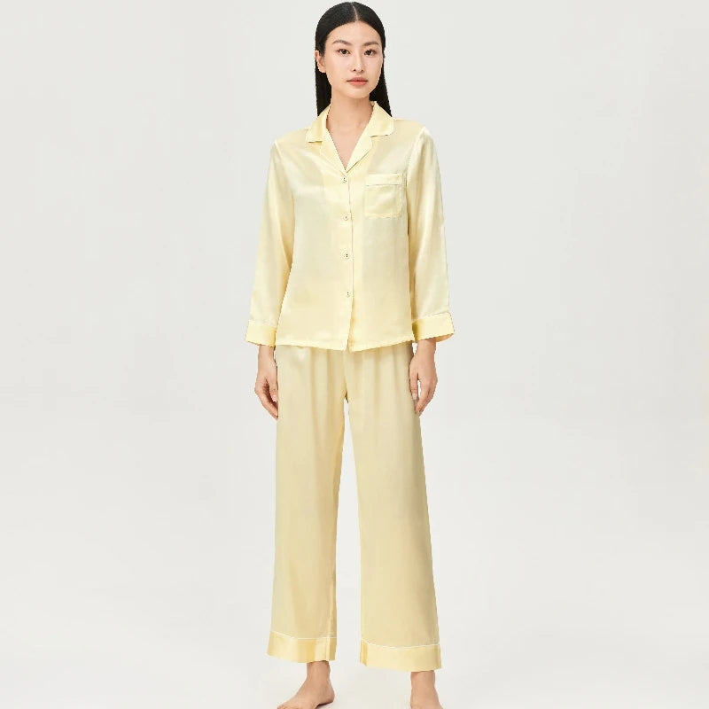 Women’s Mulberry Silk Pajama Set Long Sleeve Loungewear Loran