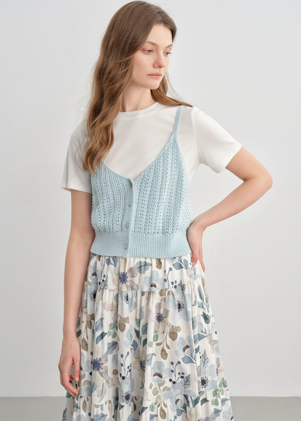 Women’s 2-Piece Summer Suit Slim T-Shirt & Suspender Set