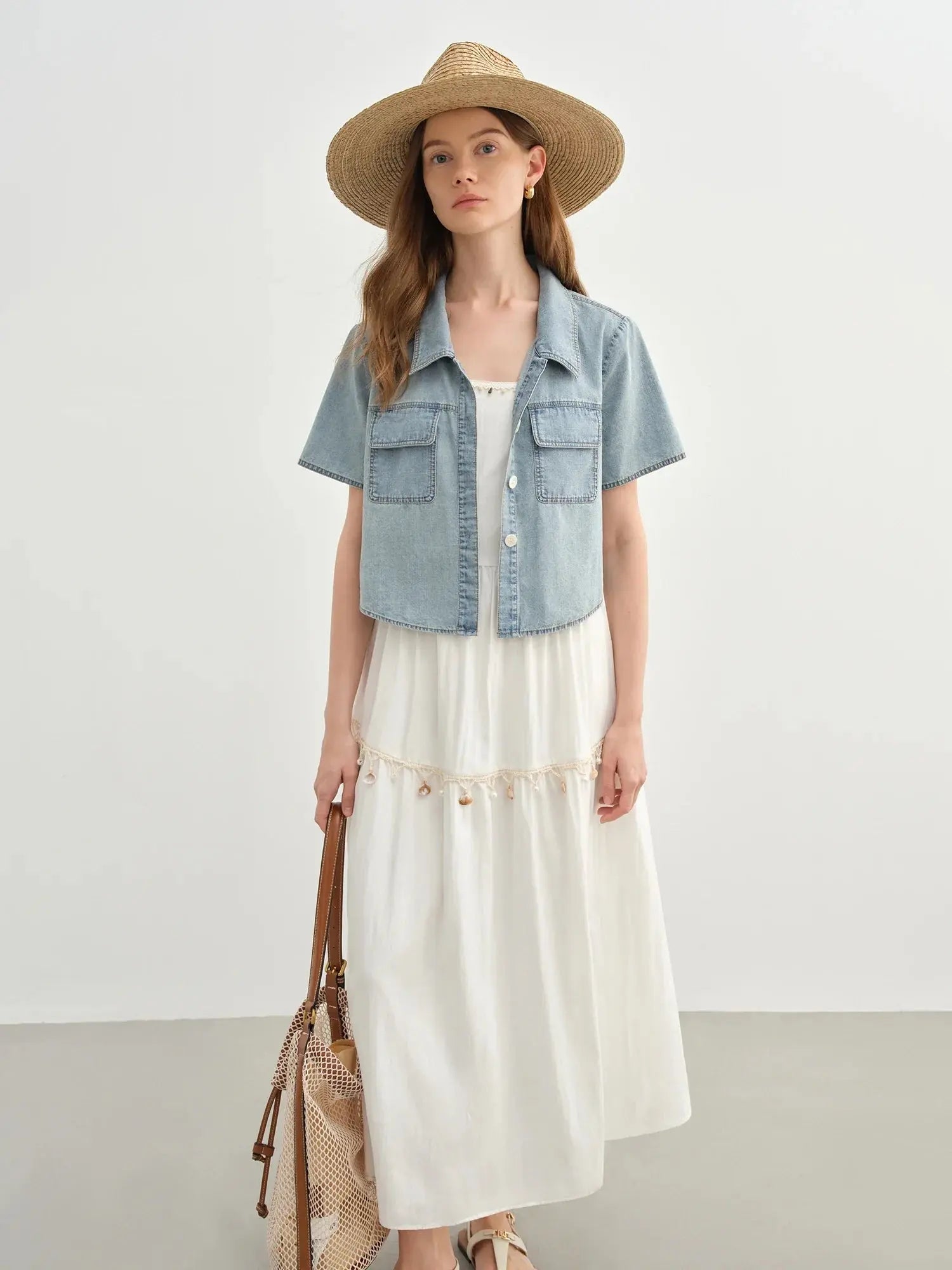 Playful Suspender Dress & Denim Jacket Set for Summer Travel LORAN STORE