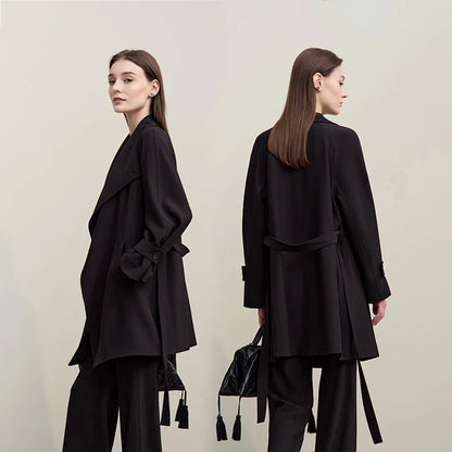 Amii Trench Coat 2026 Spring New Commuter Drop Shoulder Sleeves Trench Coat Women's Anti-wrinkle With Belt Loose Top 12611027 Loran