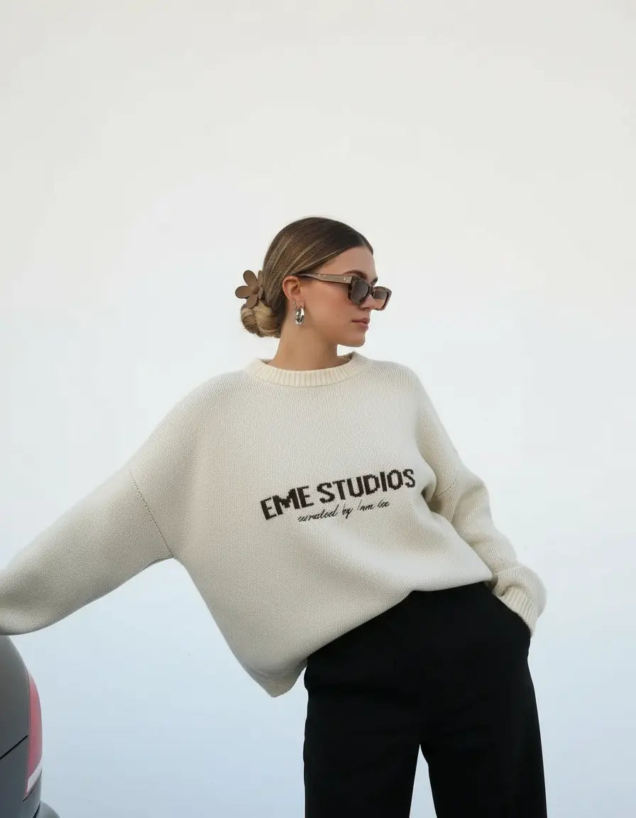 Elegant Loose-Fit Yellow Pullover Sweater for Autumn - Loran
