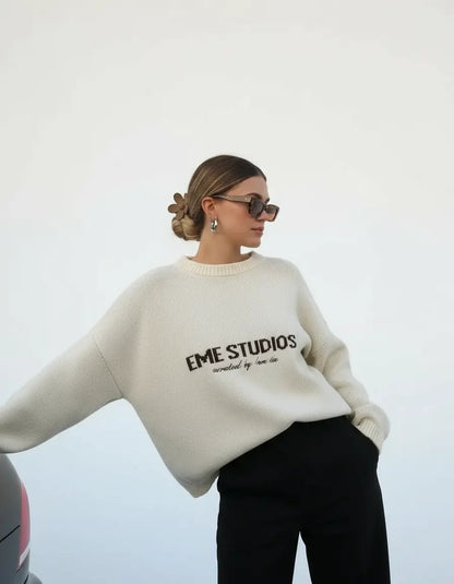 Elegant Loose-Fit Yellow Pullover Sweater for Autumn - Loran