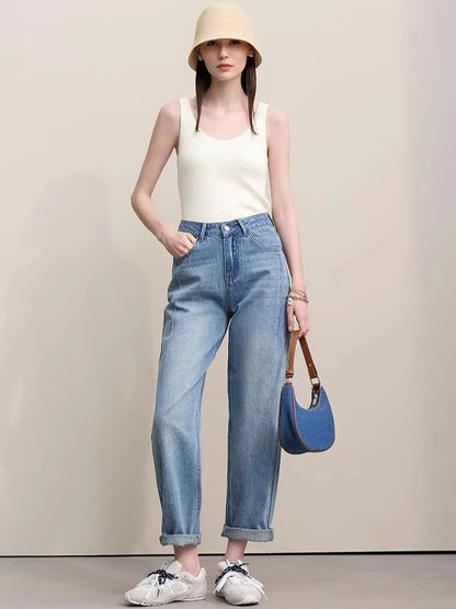 Amii Top Women 2026 Spring New U-neck Letter Jacquard Slim Vest Camisole Casual Sleeveless Knitted Women's Inner Top 12611005 Loran