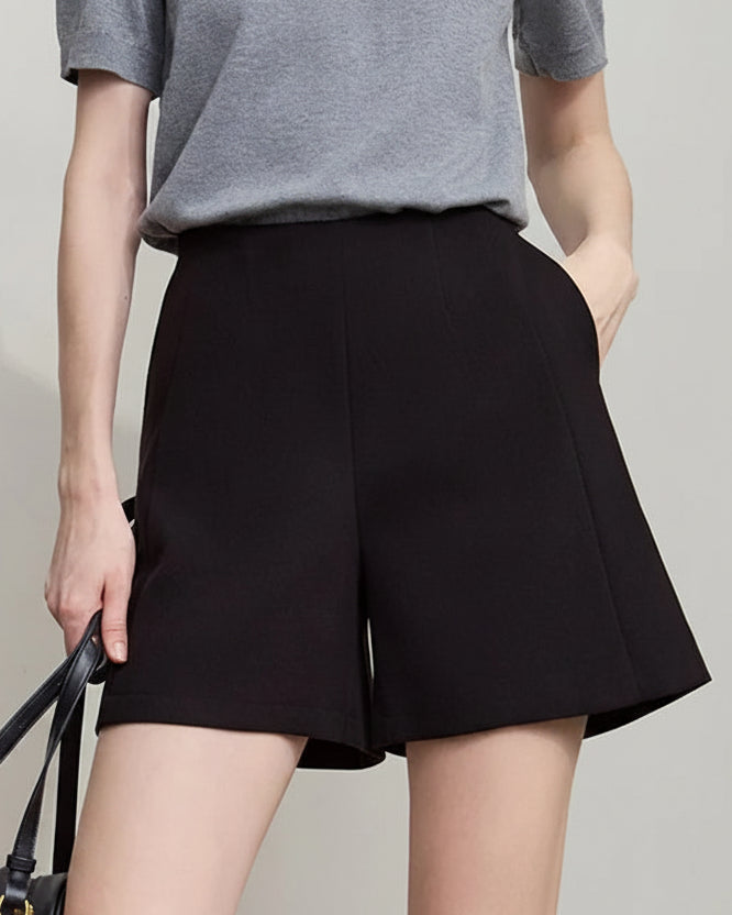 AMII 2025 Autumn Concise for Loose Casual Wide-leg Female pants Elegant Office Lady Simple  Shorts Bottoms 12523083 Loran
