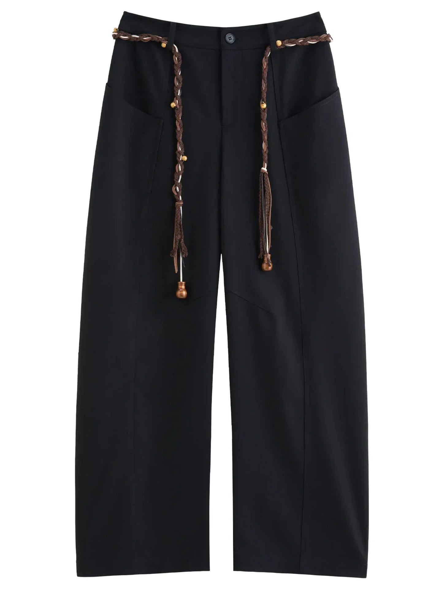 Curved Hem Wide-Leg Pants - Loran