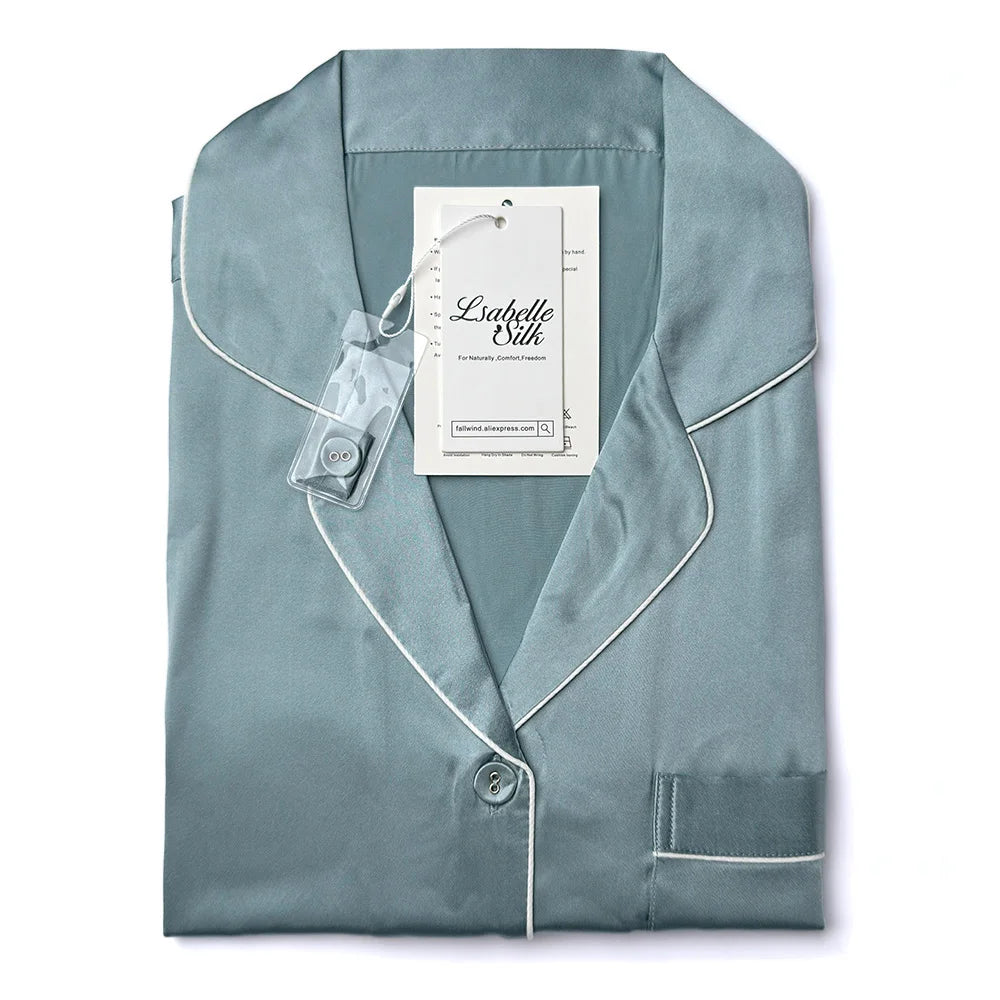 Real Mulberry Silk Pajama Set: Short Sleeve & Shorts Loran
