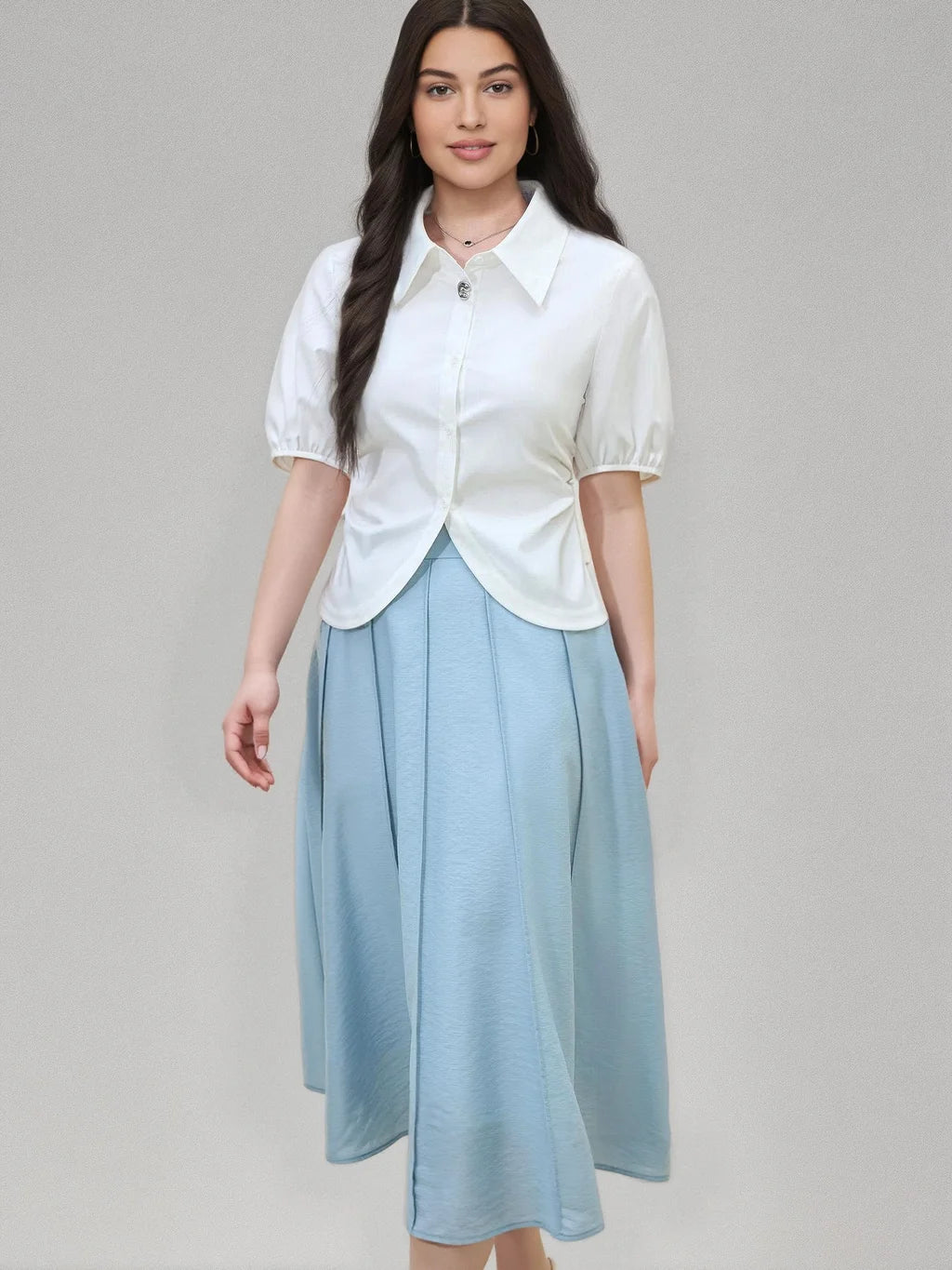 Elegant Short-Sleeve Summer Shirt Slim Fit Casual Top Loran