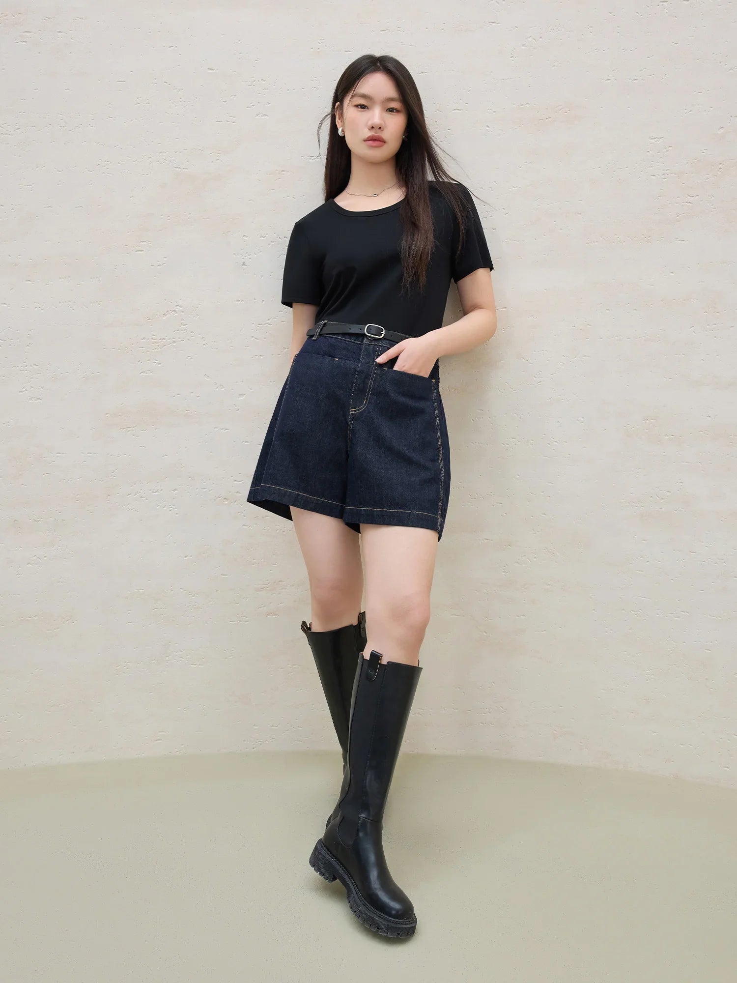 High-Waist Plus-Size Denim Shorts for Summer