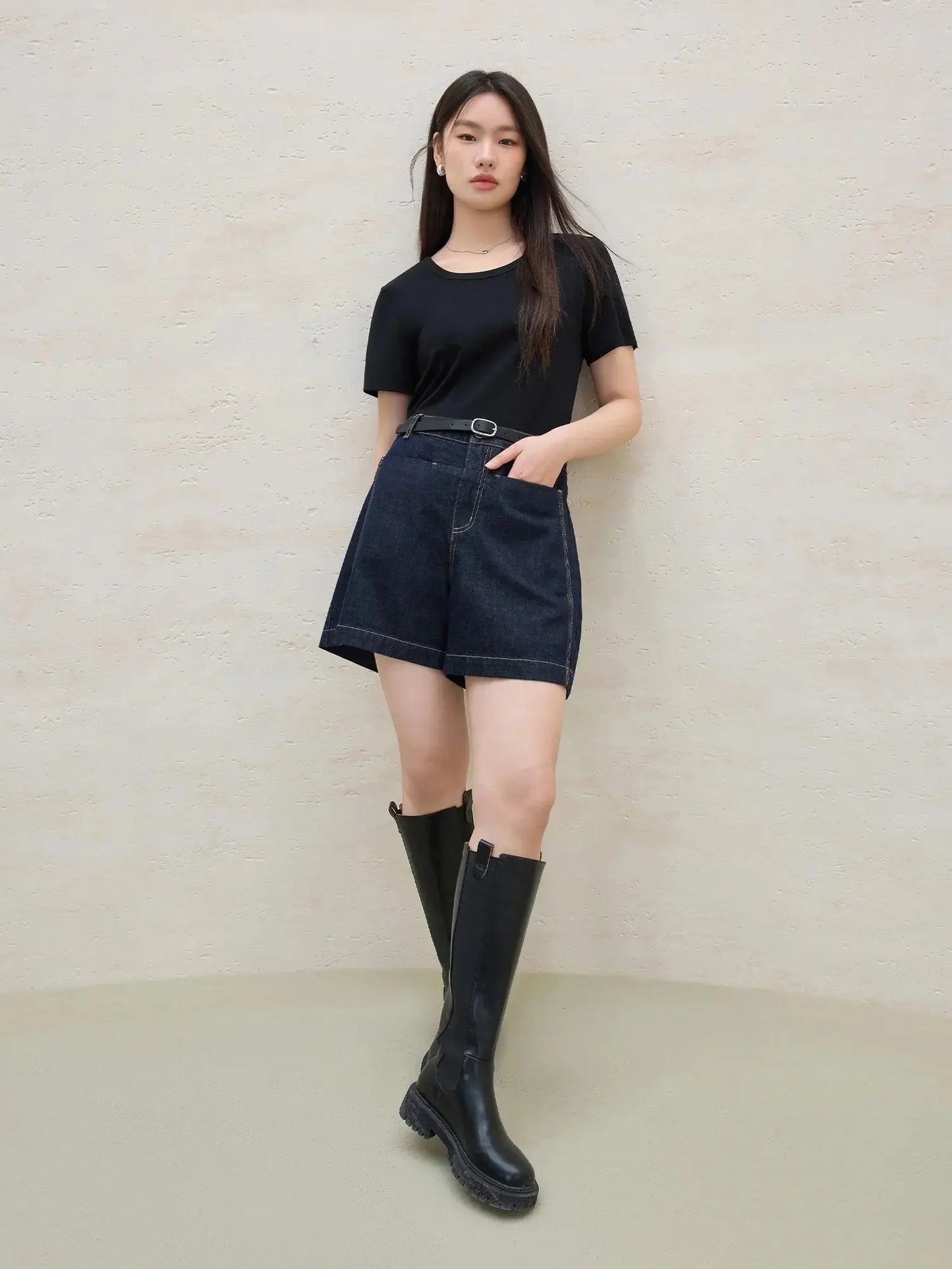 High-Waist Plus-Size Denim Shorts for Summer - Loran