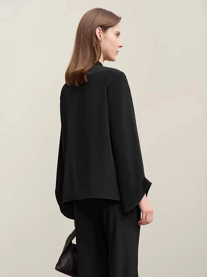 Amii Elegant Blouse For Woman 2026 Spring New Commuter Stand-up Collar Embroidered Chiffon Shirt Women's Loose Tops 12621027 Loran