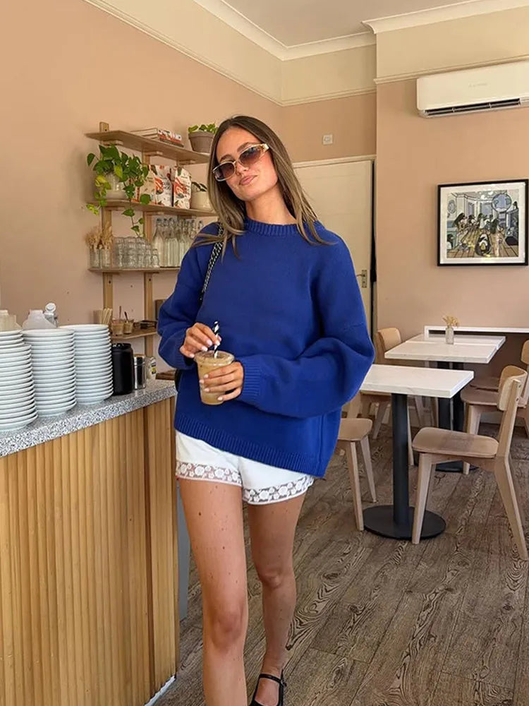 Elegant Loose-Fit Yellow Pullover Sweater for Autumn