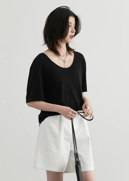 CHIC VEN Women T-Shirts Loose Casual Solid New Basic Cool Tees for Girl Short Sleeved Female Top Spring Summer 2025 Clothing Loran