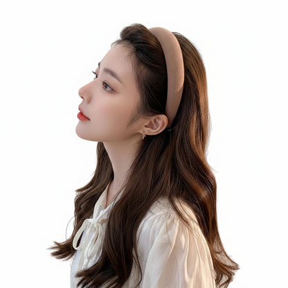 Solid Color Wide Sponge Headband for Women