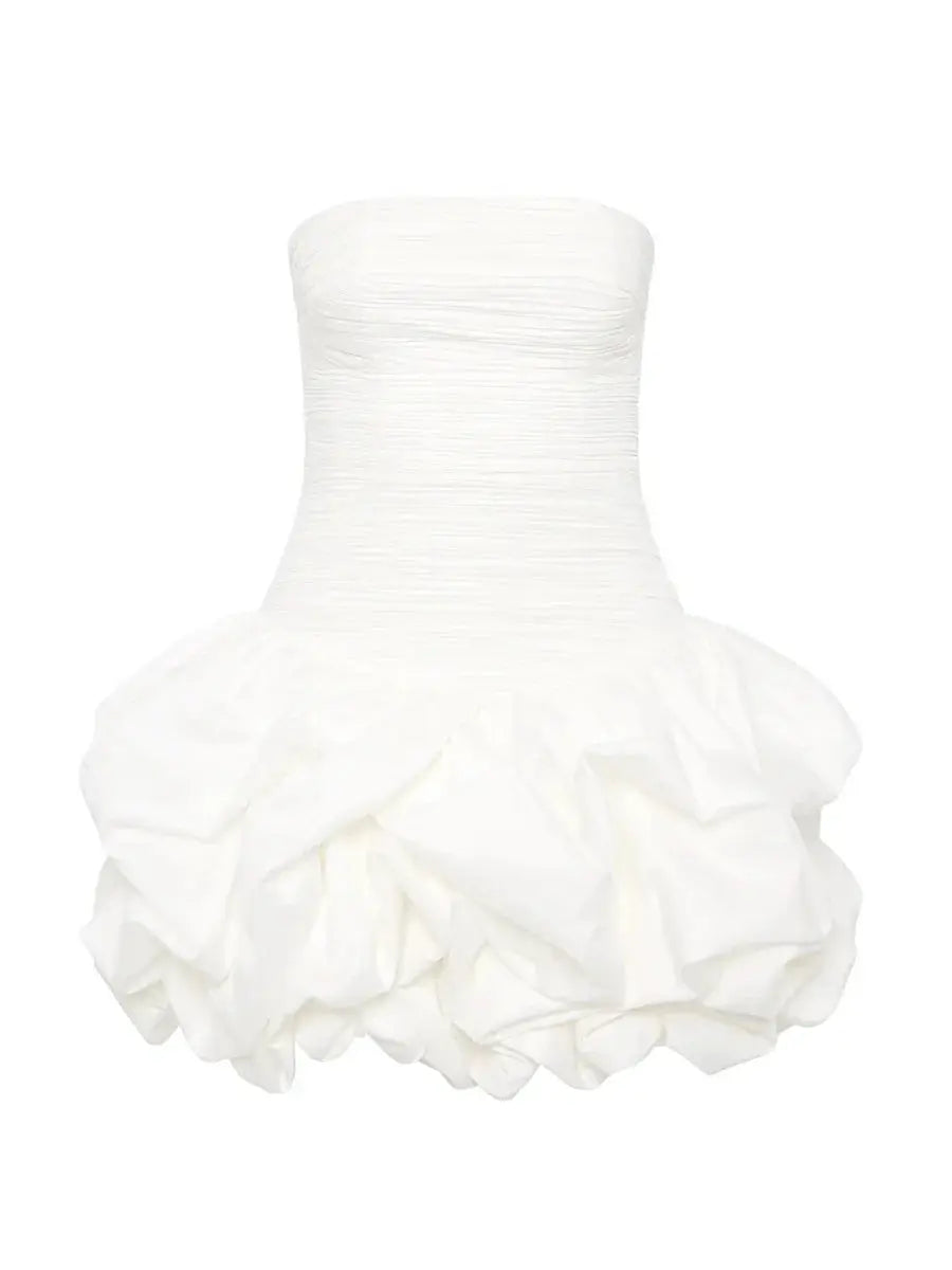 Ruffled Slash Neck Mini Dress - Loran