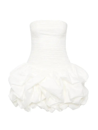 Ruffled Slash Neck Mini Dress - Loran