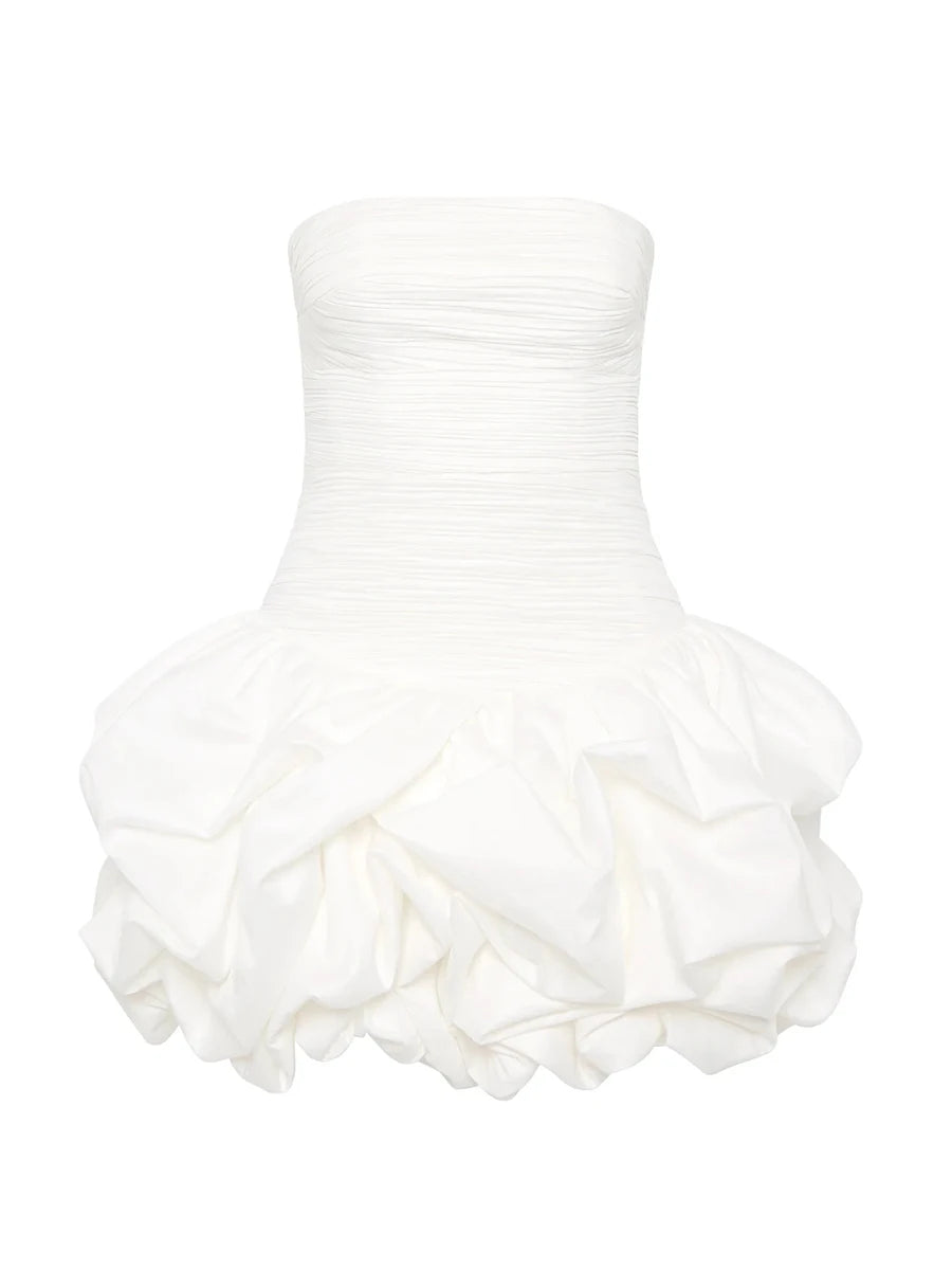 Ruffled Slash Neck Mini Dress