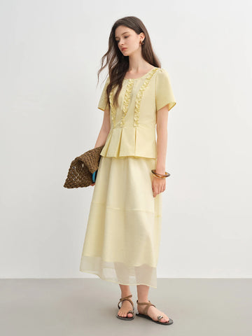 Sweet Youthful Plus Size Pleated Top