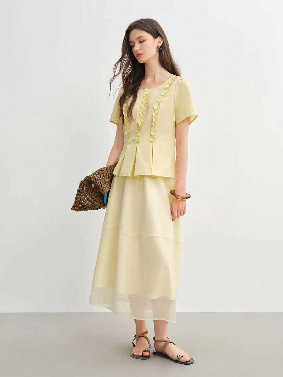 Sweet Youthful Plus Size Pleated Top