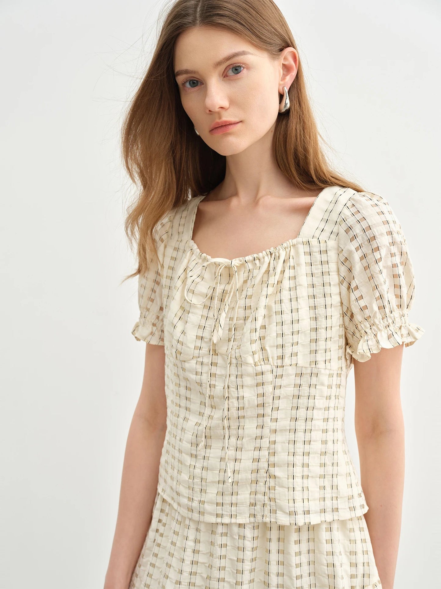 Women's Bubble Texture Suit Summer Top & Skirt Set Loran