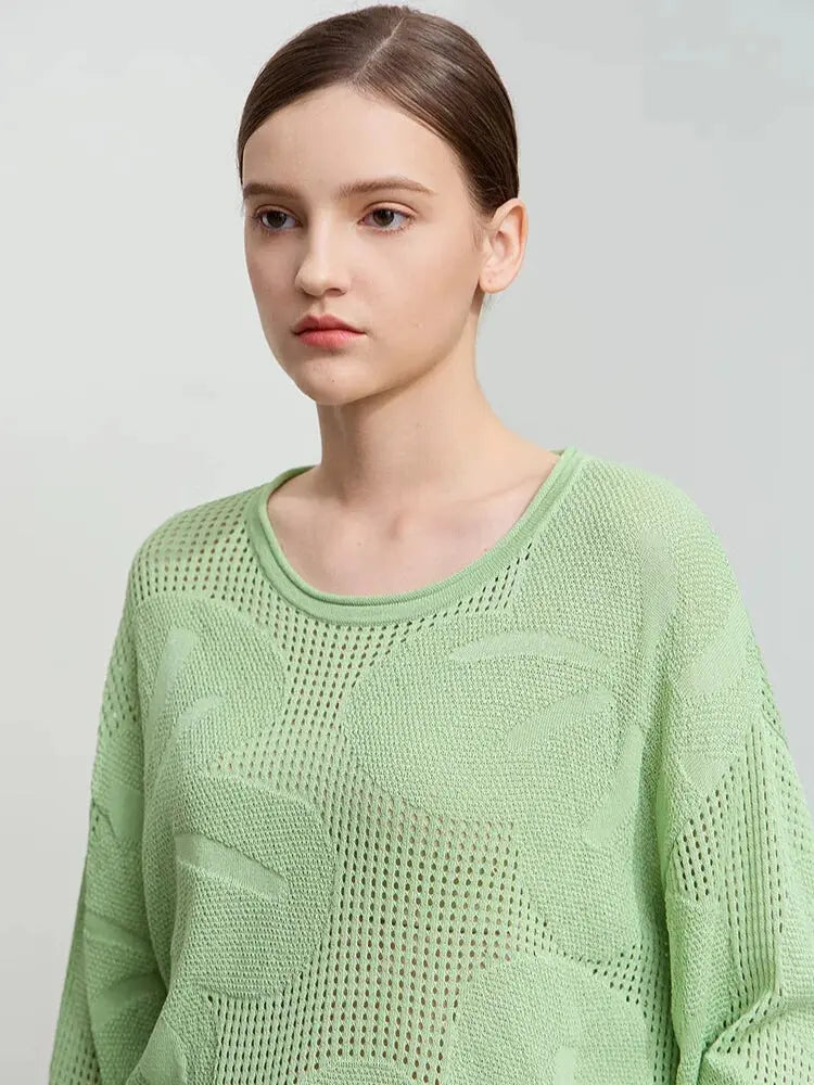 Minimalist Loose Hollow Knit Sweater Loran