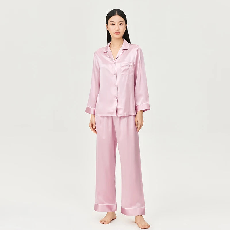 Women’s Mulberry Silk Pajama Set Long Sleeve Loungewear Loran