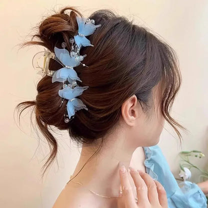 Elegant Butterfly Pearl Hair Claw Clip Sweet Hair Accessory