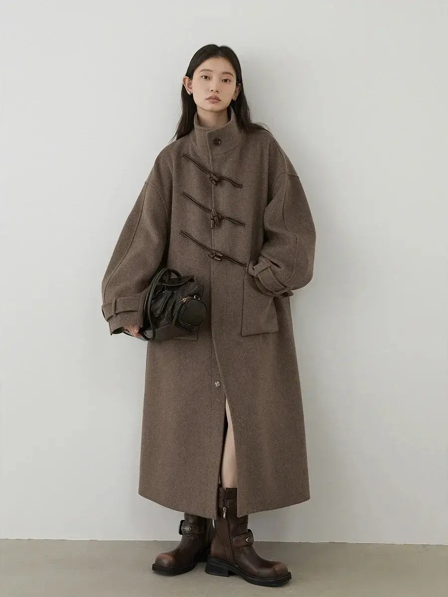 Women's Retro Wool Overcoat: Loose Fit Korean Winter Style - Loran