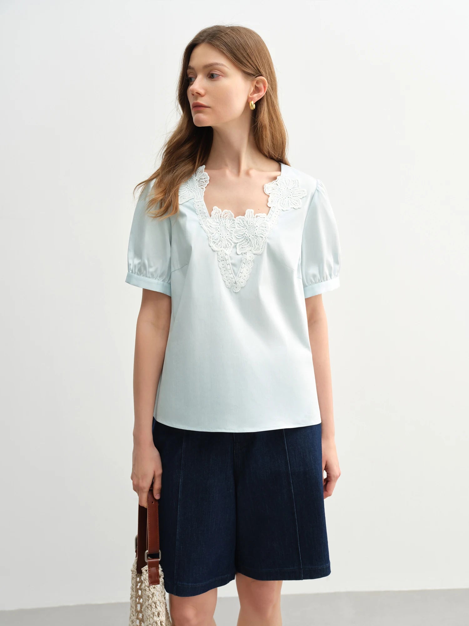 Plus Size Lace Blouse Summer Embroidery Top