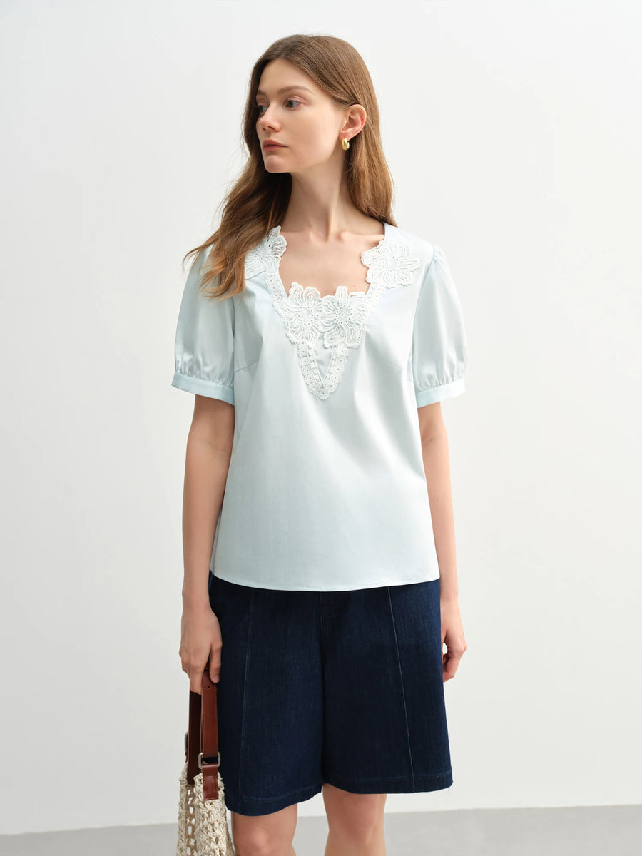 Embroidered Short Sleeve Plus Size Top