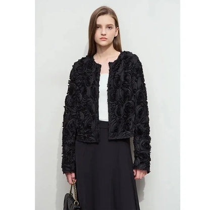 Elegant Floral Embellished Short Jacket - Loran